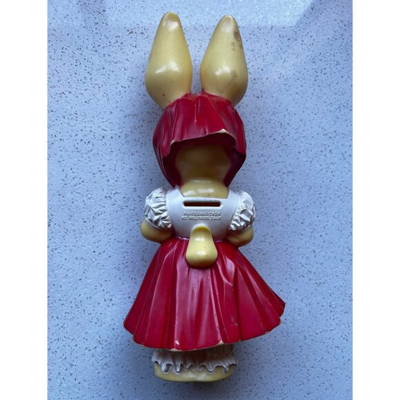 Vintage Knickerbocker Celluloid Bunny Bank Holding Toy Bunny - Picture 5 of 6